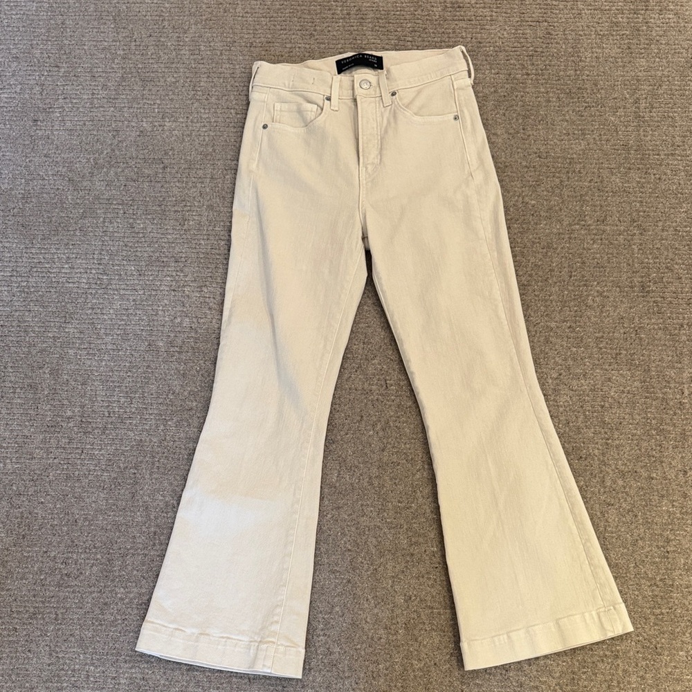 Veronica Beard Cream Flared Jeans. Like new but no tags.